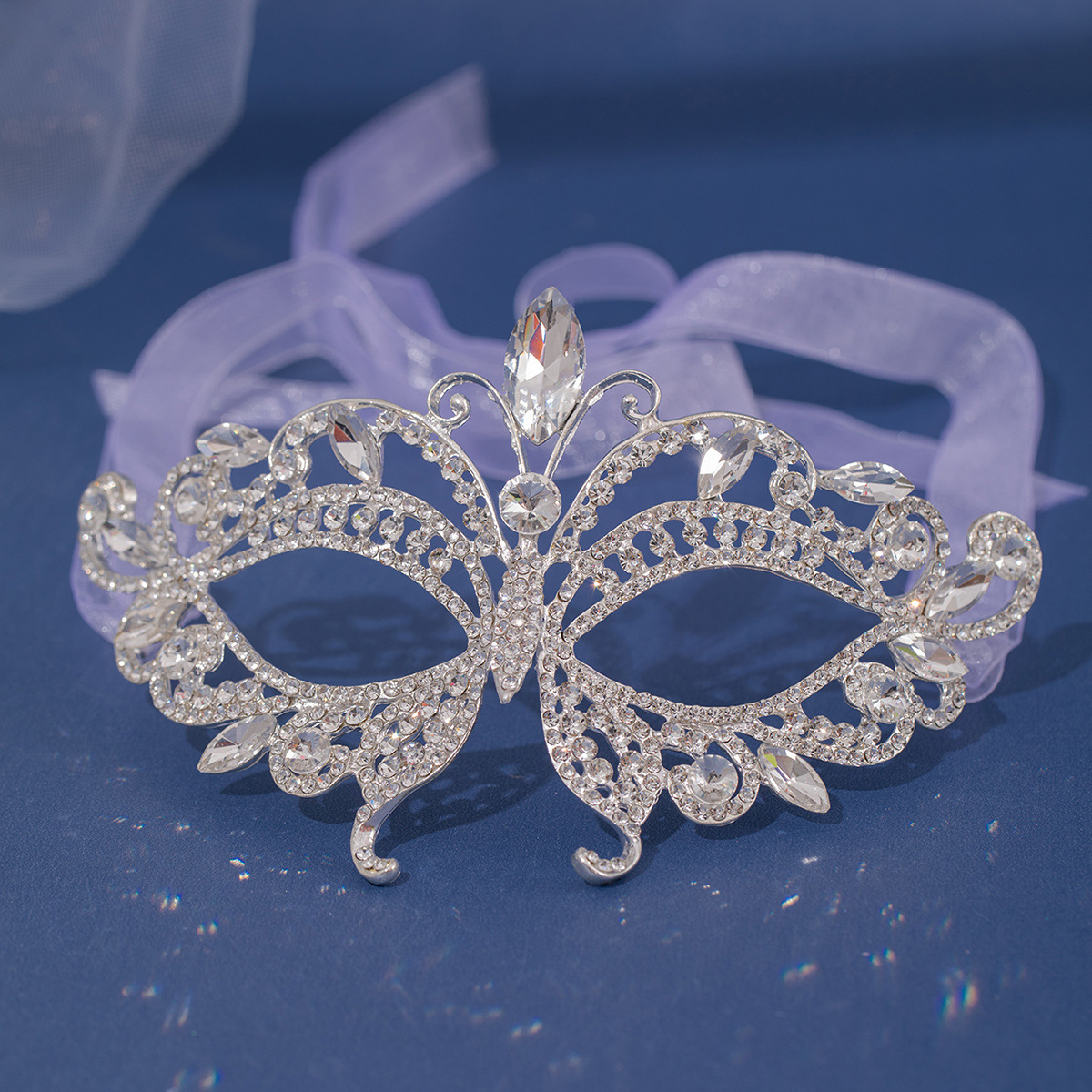 Western-style Masquerade Mask Headdress Party Rhinestone Tassel Veil photo 4