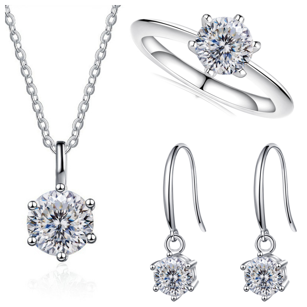 3-Carat Sterling Silver Moissanite Jewelry Set photo 4