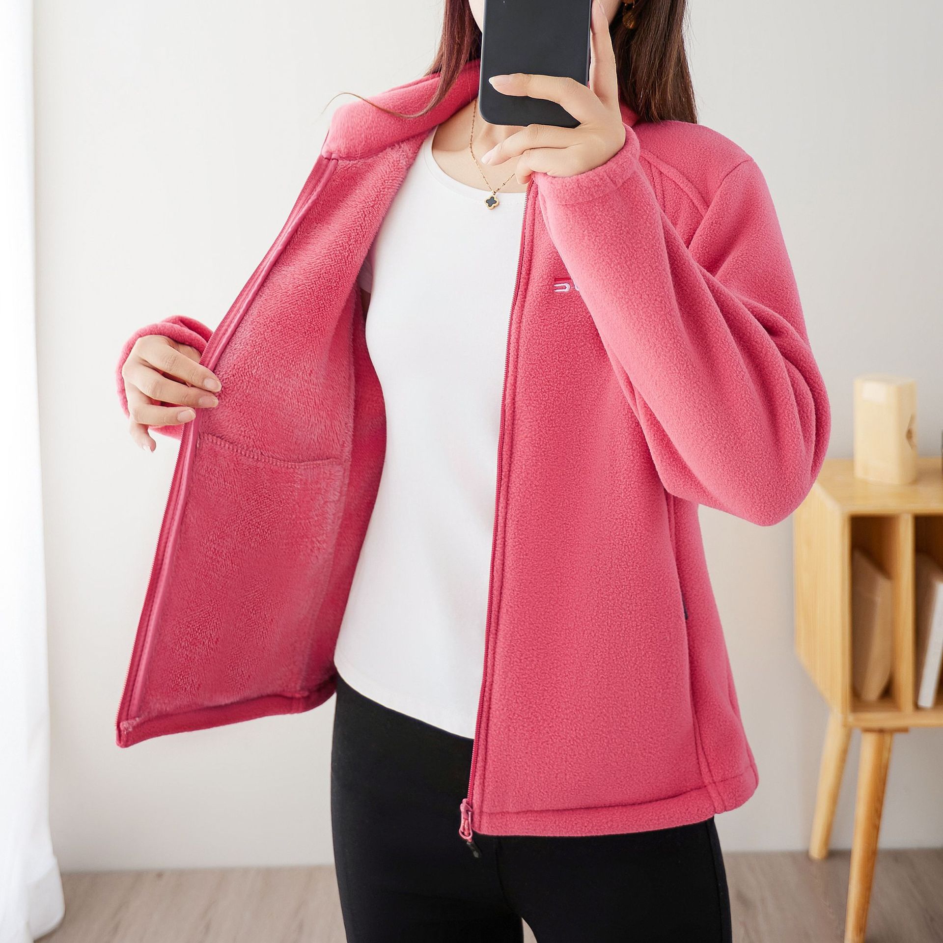 Women's Fleece-Lined Thickened Zip-Up Cardigan photo 2