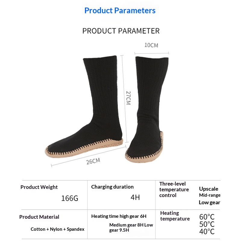 USB Temperature-Controlled Heated Socks Winter Foot Warmer photo 6