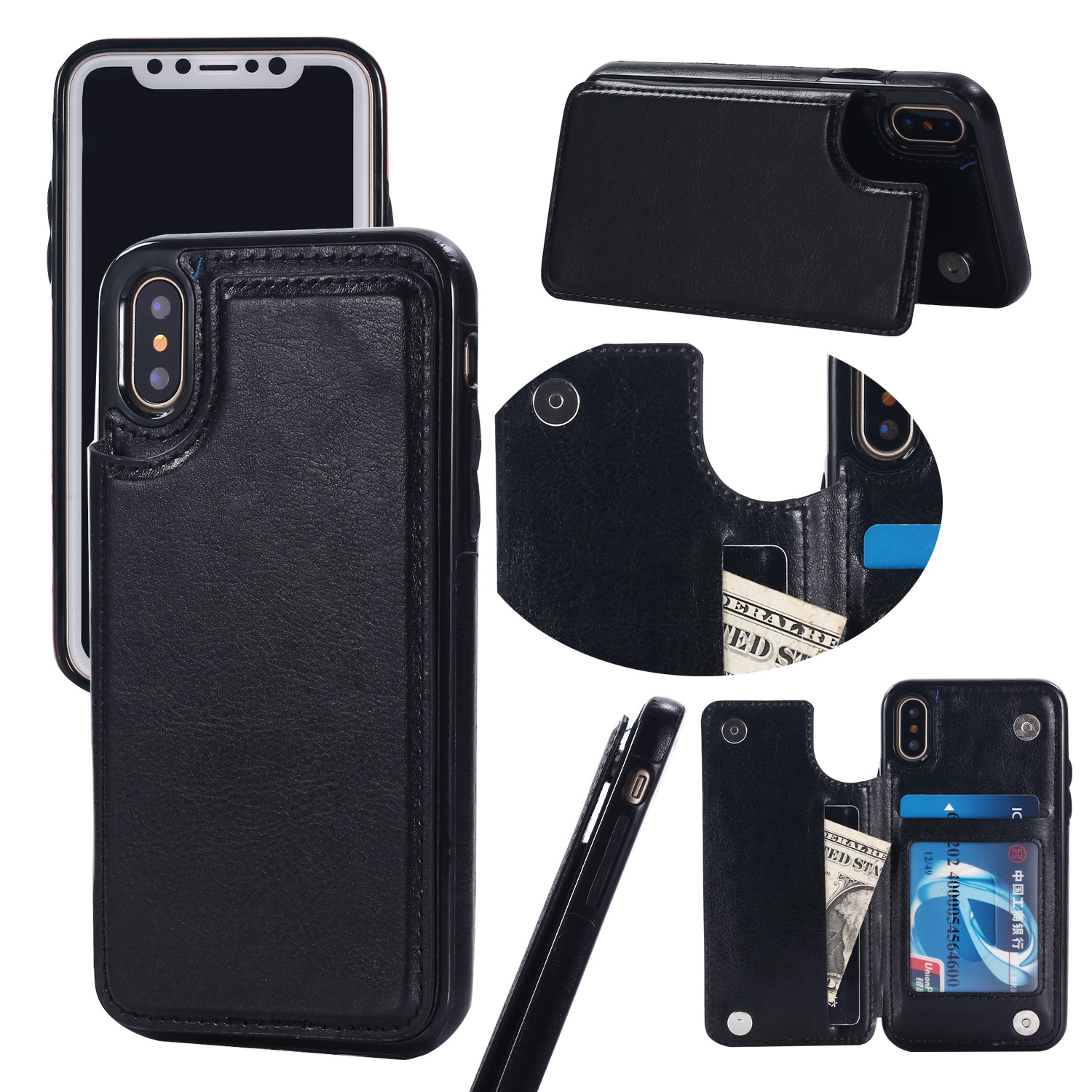 Split-style Women's Leather Case With Card Slots And Crazy Horse Texture Phone Shell photo 4