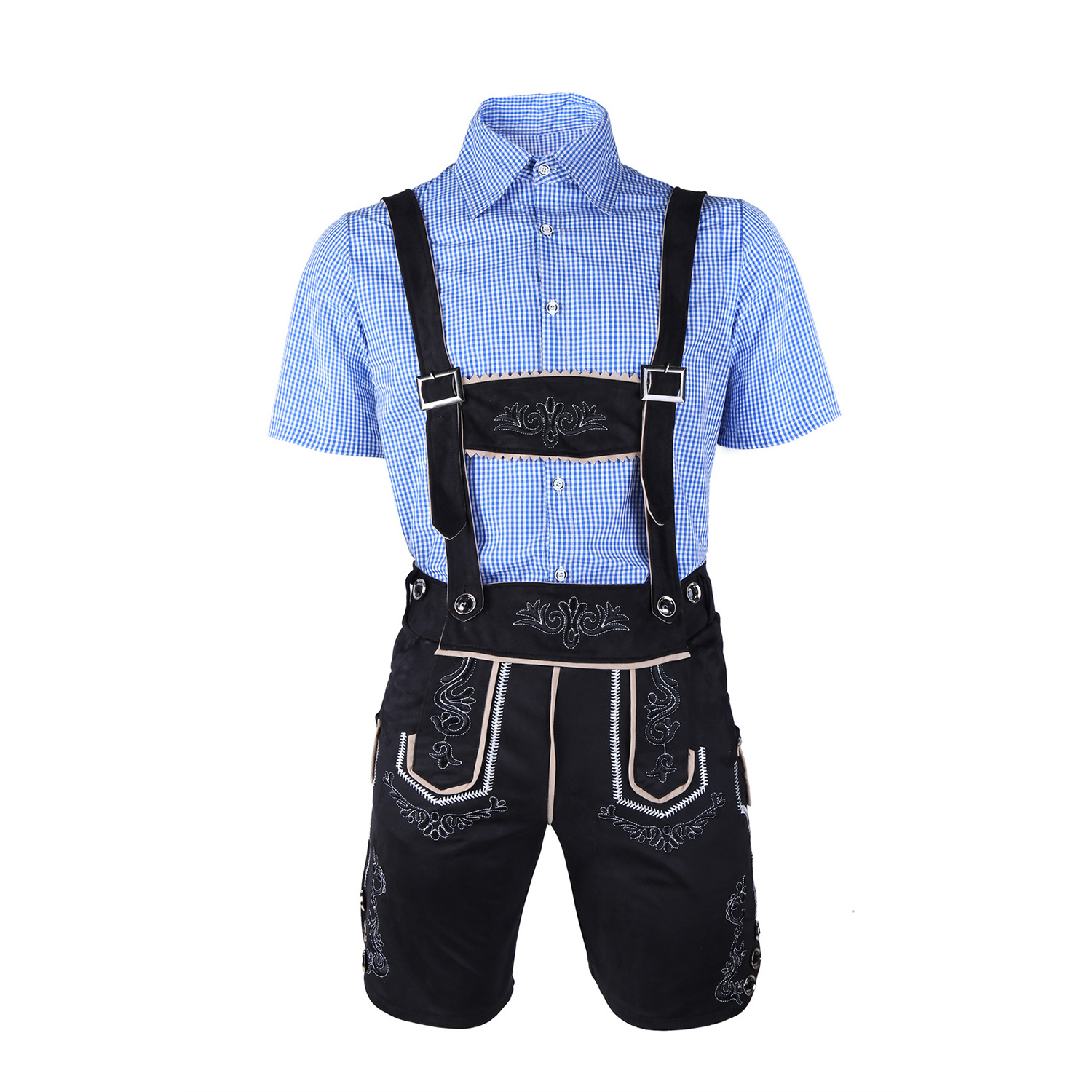 Embroidered Men's Beer-themed Overalls Set photo 2
