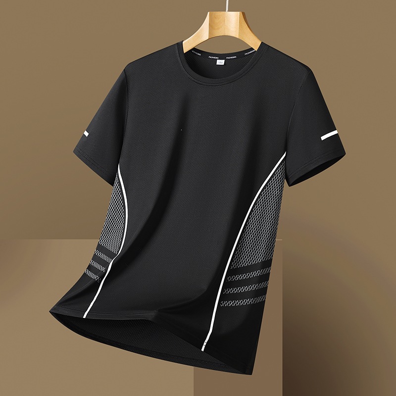Ice-silk Quick-drying Mesh Breathable Printed Crew-neck Loose-fit T-shirt photo 1