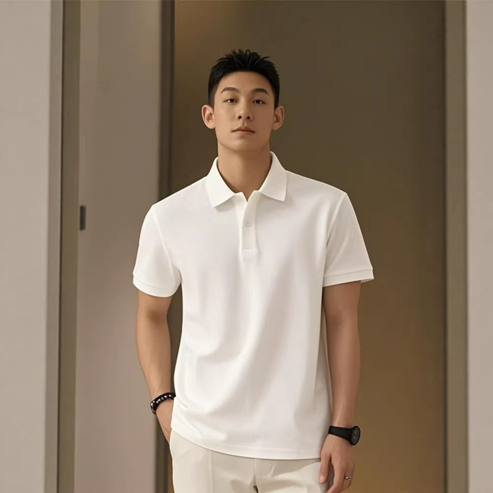 Summer-cool Slightly Mature American-style Lapel Straight-shoulder T-shirt photo 3