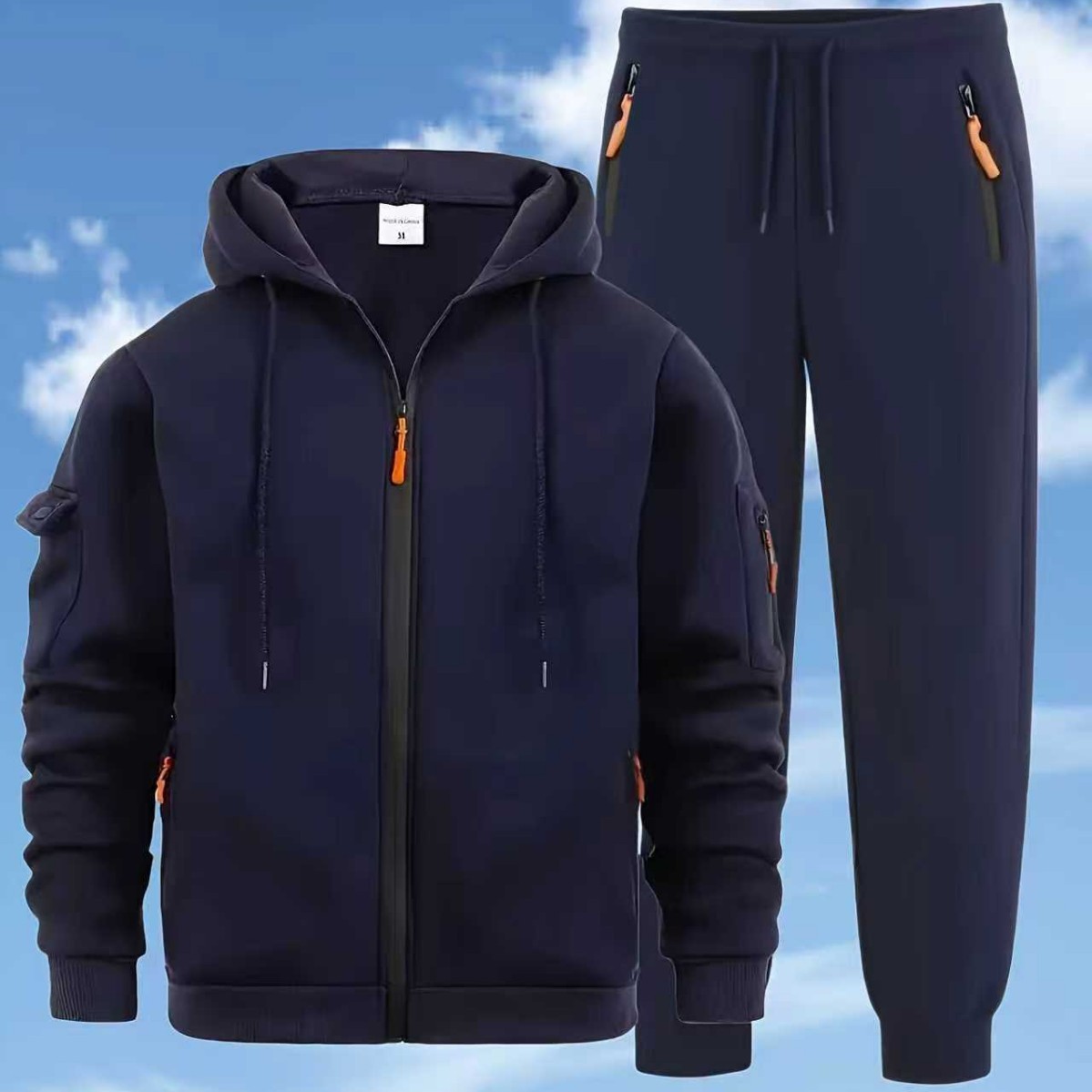 Men's Zip-up Hoodie Sweatshirt Jacket And Sweatpants Sportswear Set photo 4