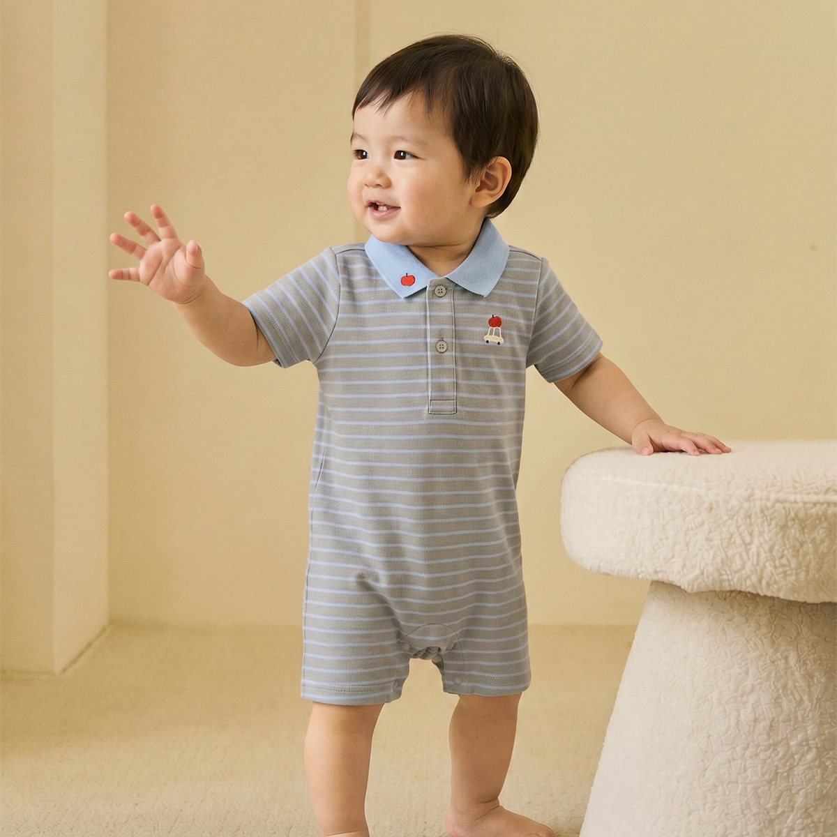 Simple Printed Class A Summer Short-sleeve Baby Romper photo 1