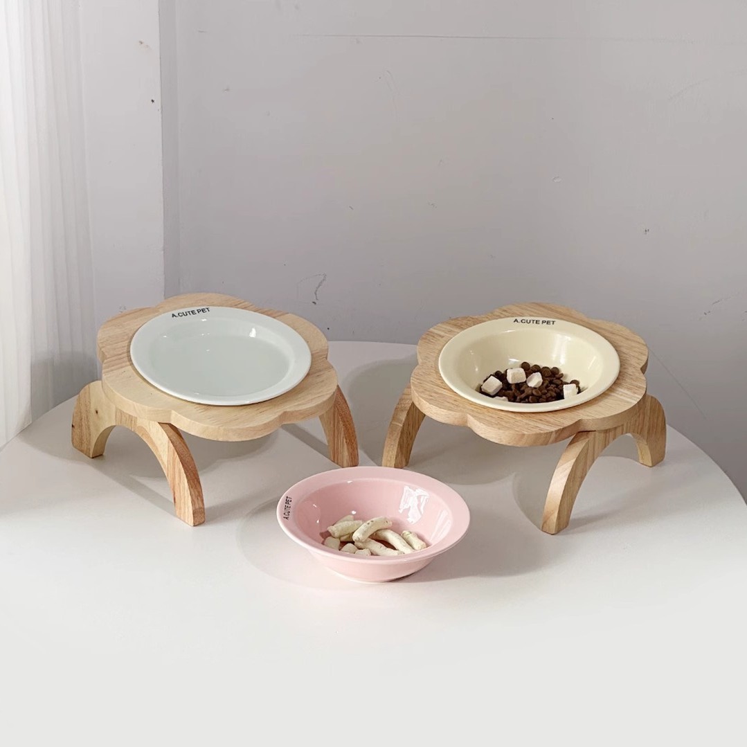 Pet Flying Saucer Cat Bowl Ceramic Flower Stand Cat Food Bowl Dog Bowl photo 2