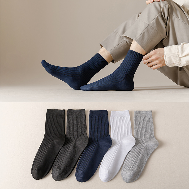 Mens Mid-Waist Solid-Color Cotton Long Socks For Autumn And Winter photo 7