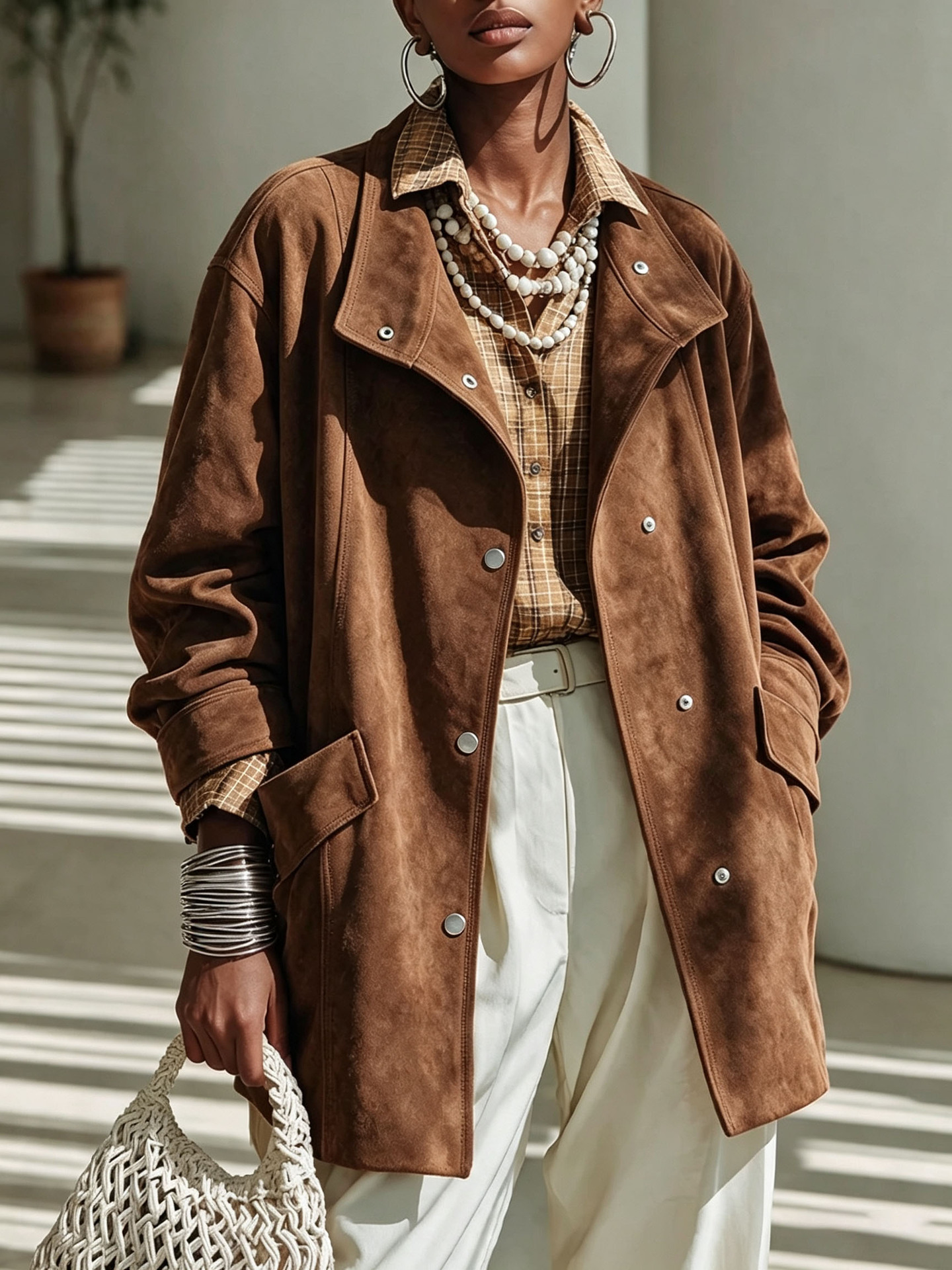 Women's Mandarin-collar Mid-length Coat photo 4