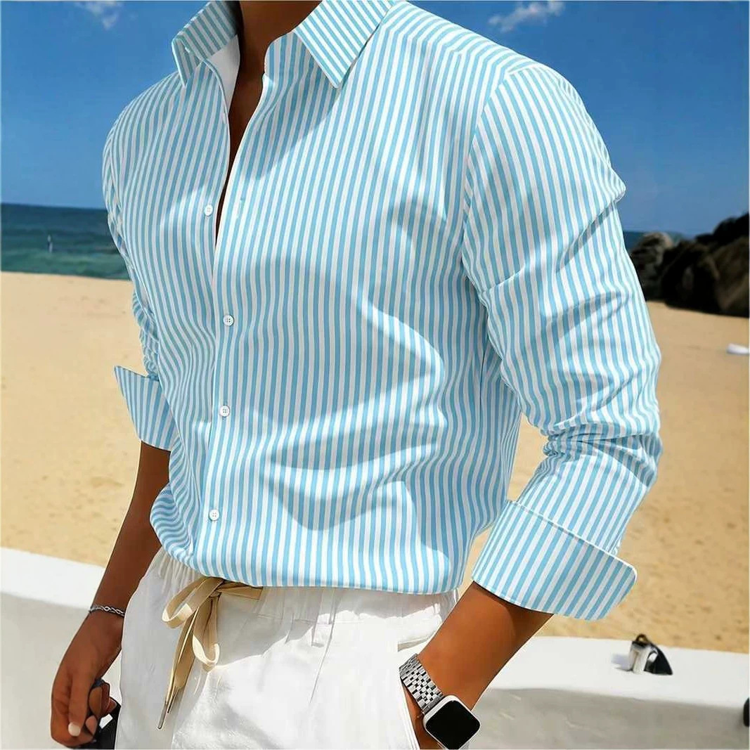 Men's Striped Long-sleeve Shirt For Summer photo 7
