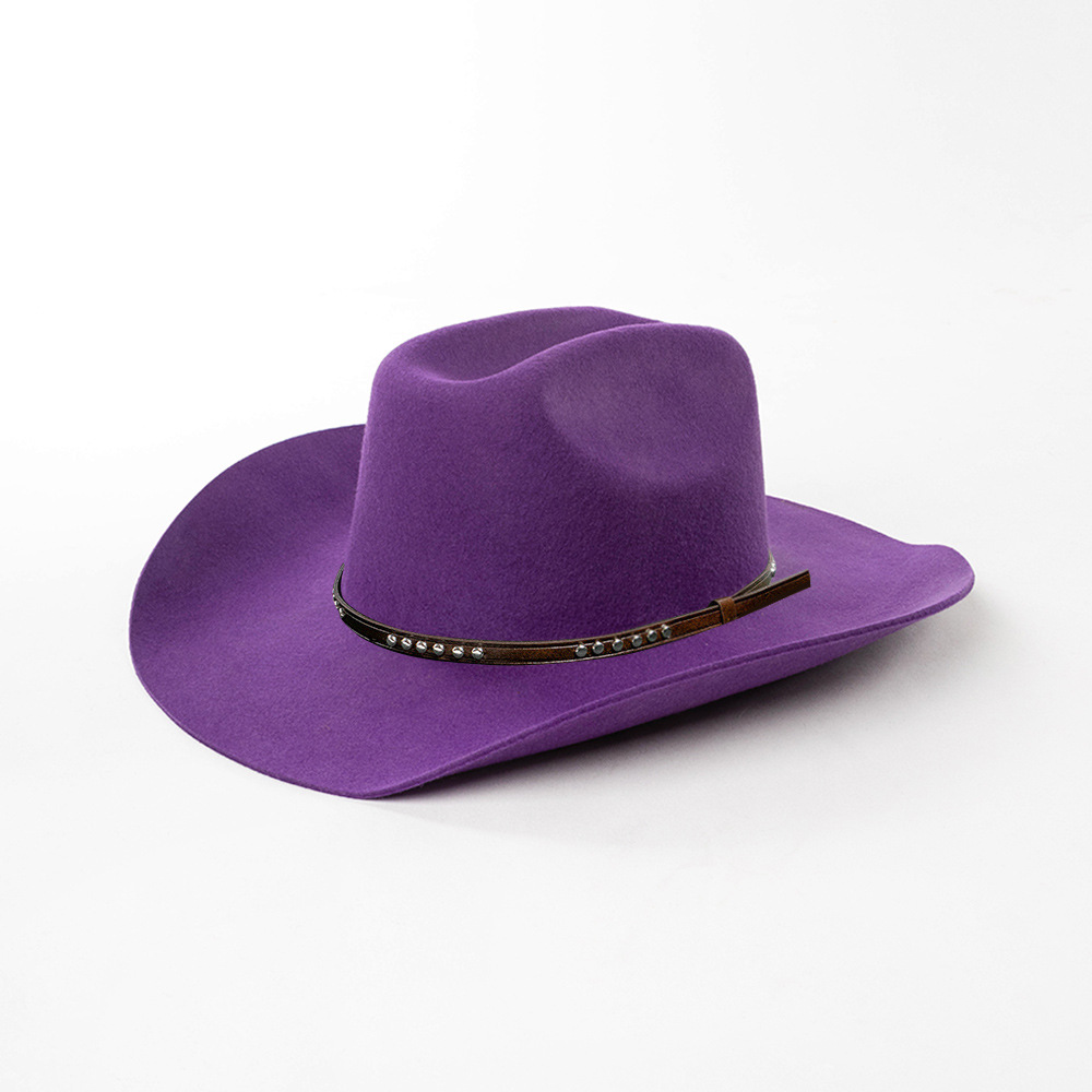 Wool Top Fashionable With Rivet And Belt Detailing Featuring A Curled Brimjazz-style Hat photo 6