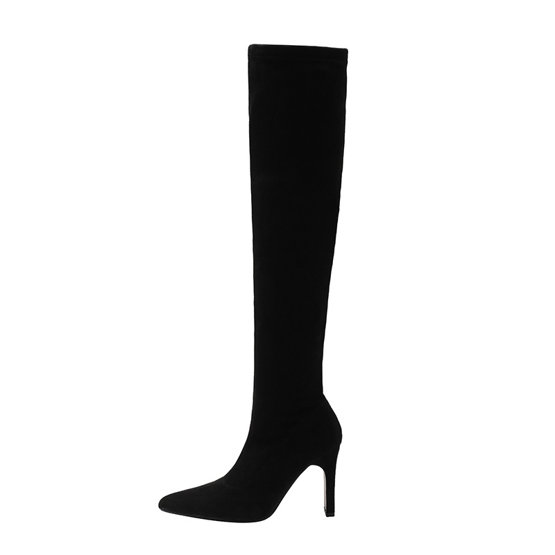 Women's Stretchy Slim-fit Over-the-knee High-heeled Pointed-toe Boots photo 3