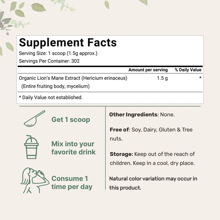 Lion's Mane Mushroom Powder Mineral Supplement photo 4