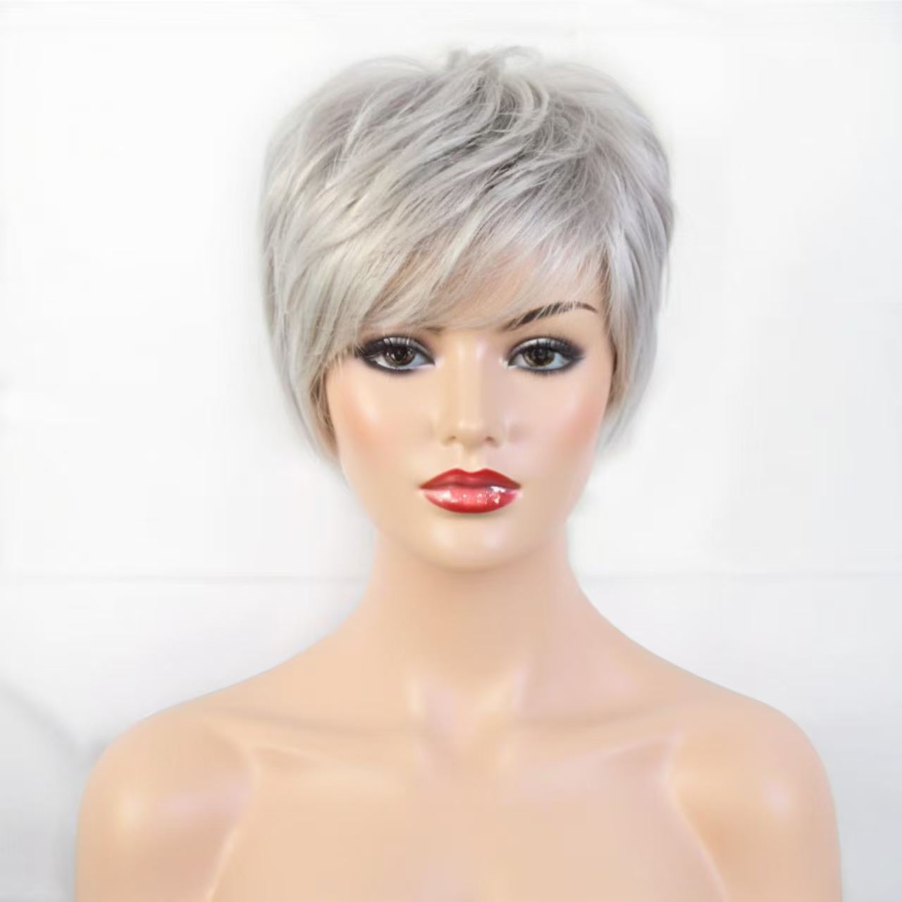 Wig European And American Womens Fashionable Short Gray Wig photo 6