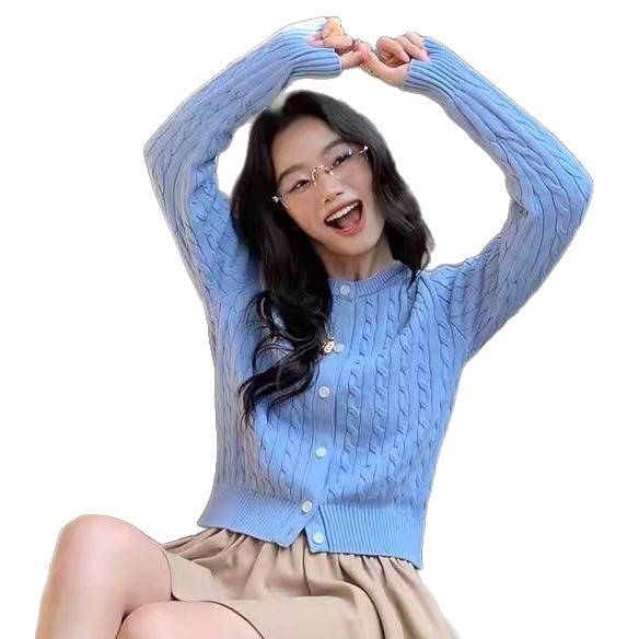 Cable-knit Vintage Sweater Jacket Top photo 2