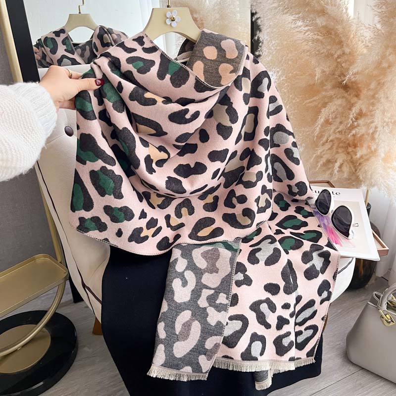 Fashionable Colorful Leopard-Print Double-Sided Scarf For Women photo 8
