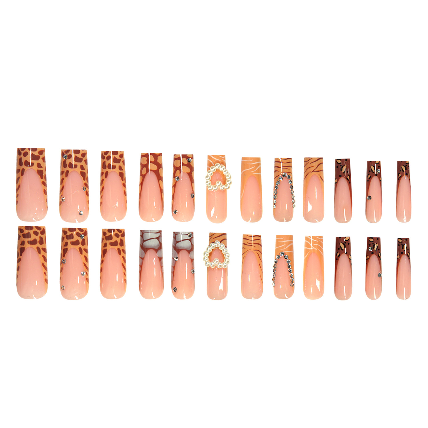 Long-tube Crocodile-pattern French False Nails photo 5