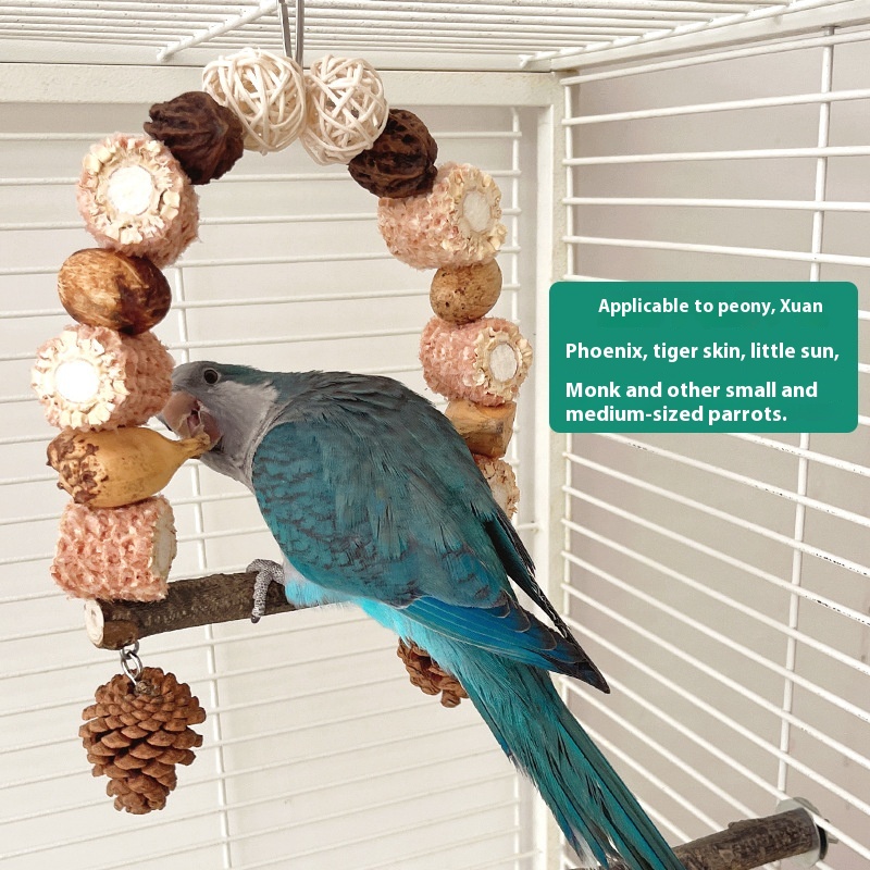 Wooden Parrot Swing Natural Log Bird Stand Pole Perched Wooden Mountain Parrot Toys photo 6