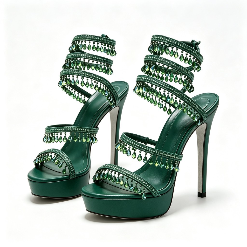 Plus-size Beaded Rhinestone Stiletto Sandals photo 1