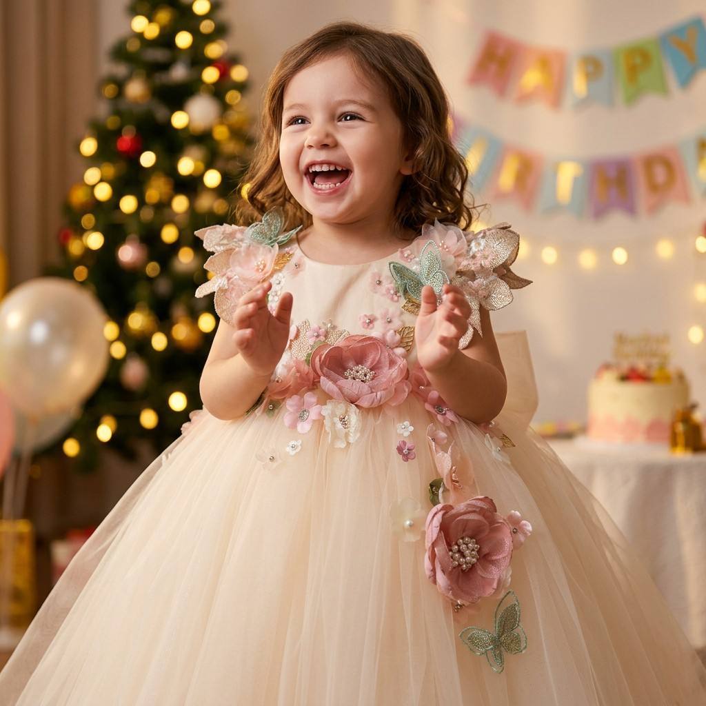 Three-dimensional Floral Tulle Princess Dress photo 1