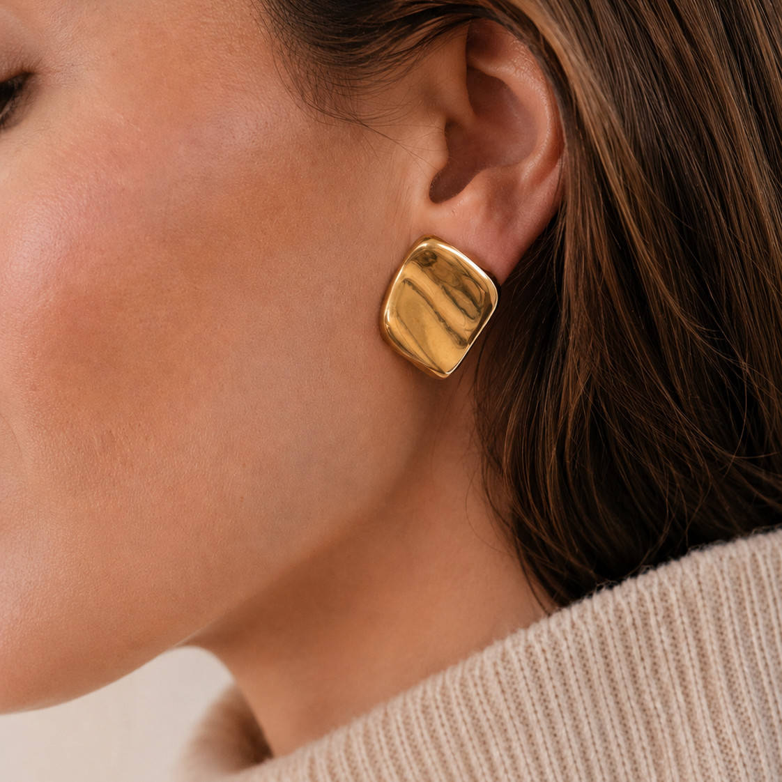 European And American-style Personalized Textured Instagram-inspired Irregular Square Stud Earrings photo 3