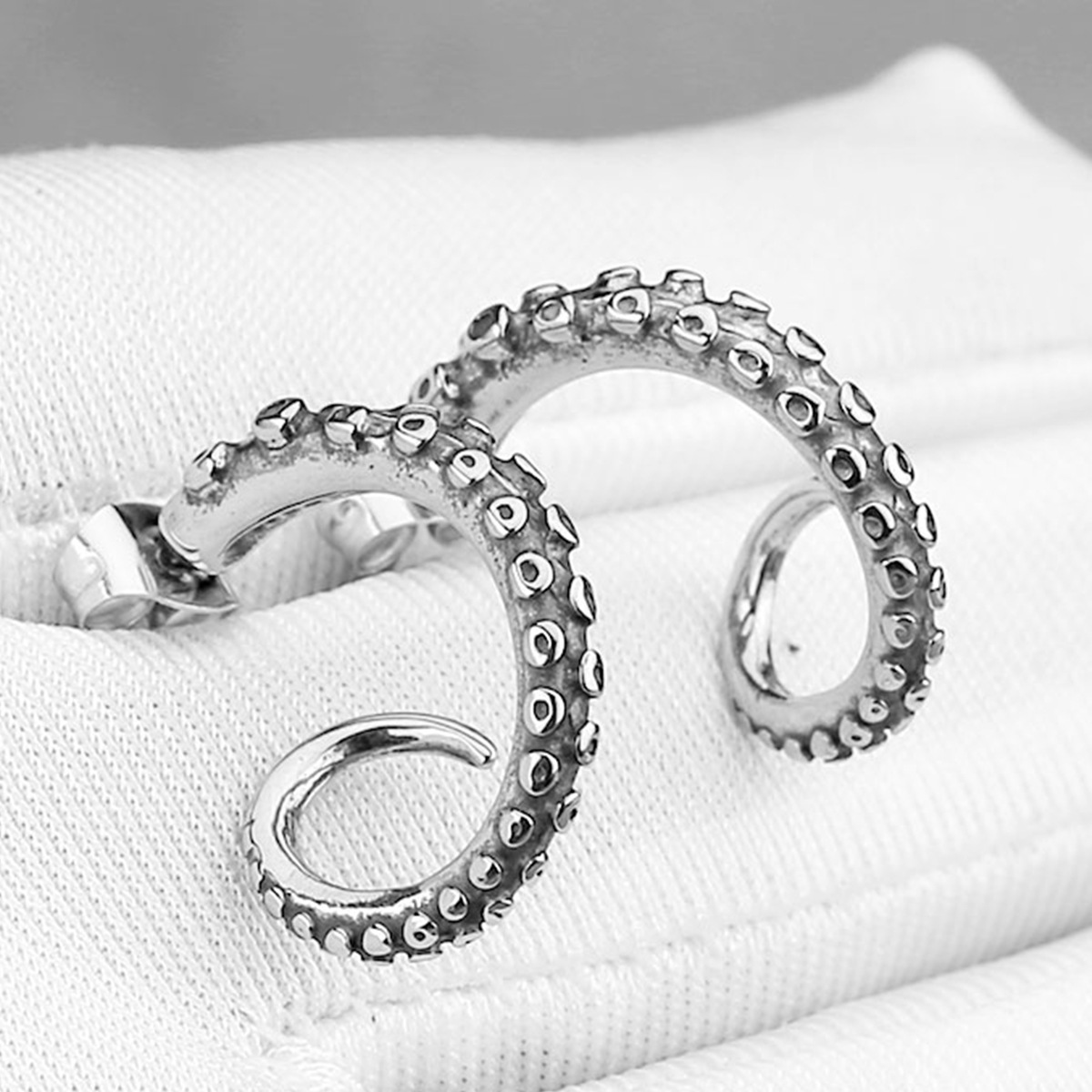 Stainless Steel Octopus Foot Stud Earrings photo 3