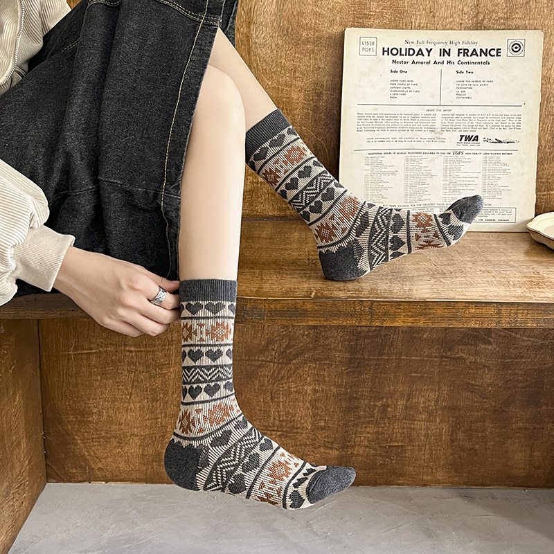 Women's Autumnwinter Long Socks Vintage Ethnic Style photo 1
