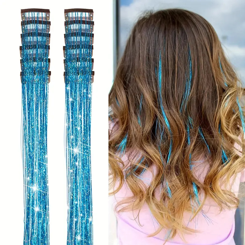 Laser-thread Colorful Shiny Seamless Hair Extensions photo 8