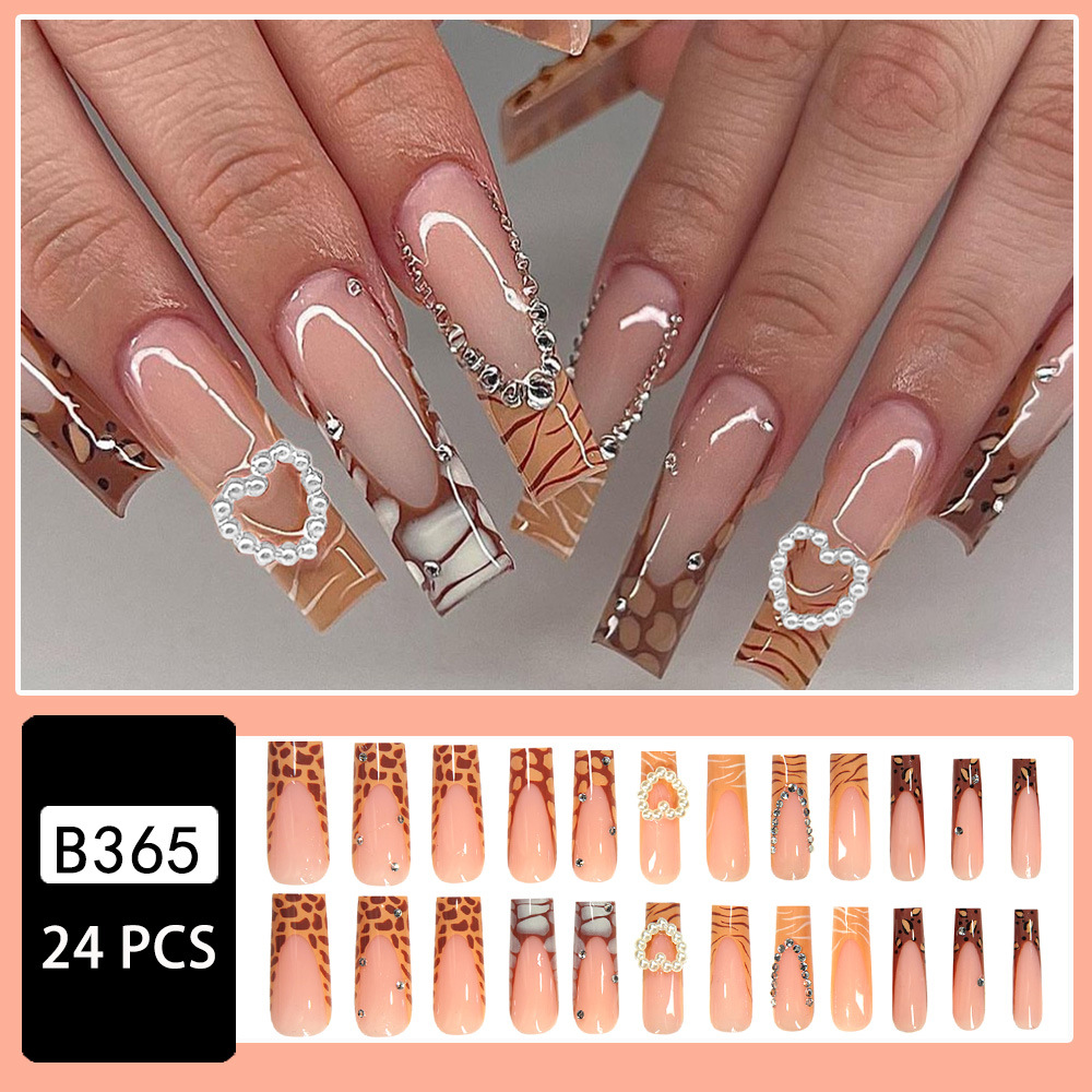 Long-tube Crocodile-pattern French False Nails photo 4