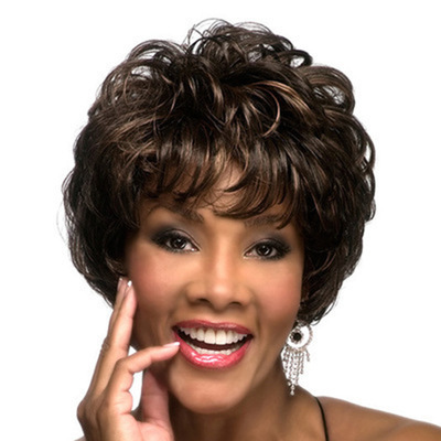 European And American-style Personalized Fluffy Short Curly Wig Cap photo 2