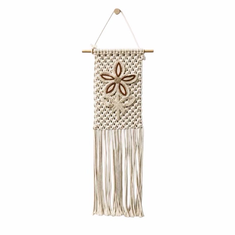 Bohemian-style Woven Floral Tapestry, Nordic Tassel Design photo 2