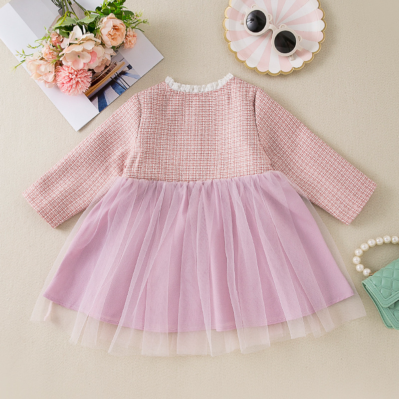 New Autumnwinter Lace-neck Mesh Dress For Girls photo 2