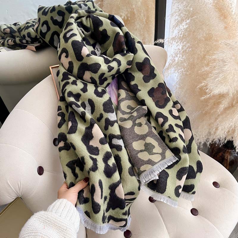 Fashionable Colorful Leopard-Print Double-Sided Scarf For Women photo 5