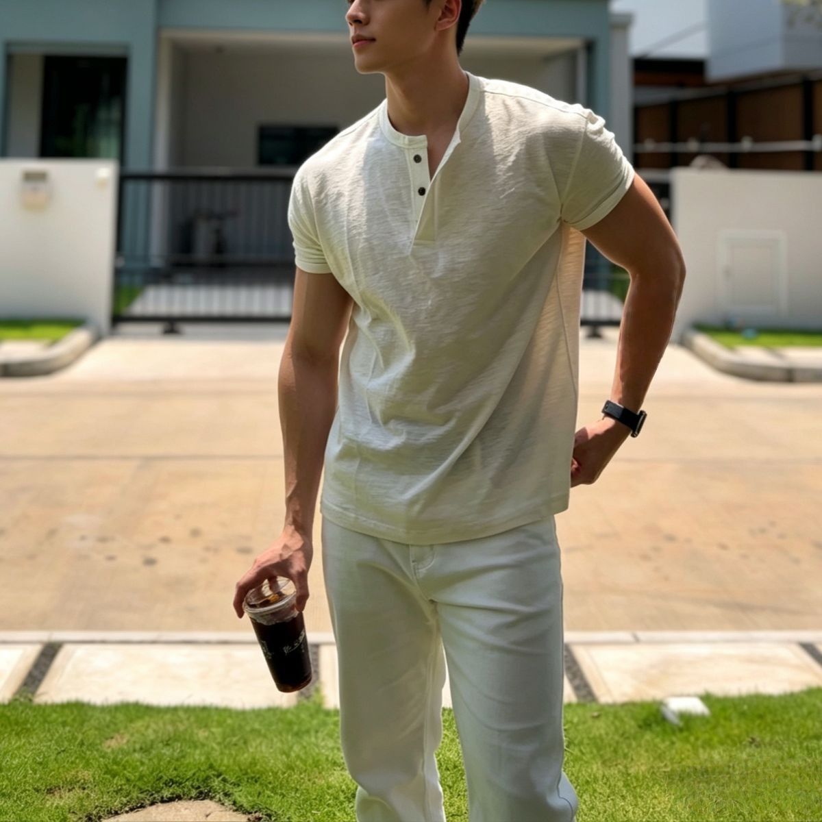 Distressed-style Mens Short-sleeve American T-shirt photo 1