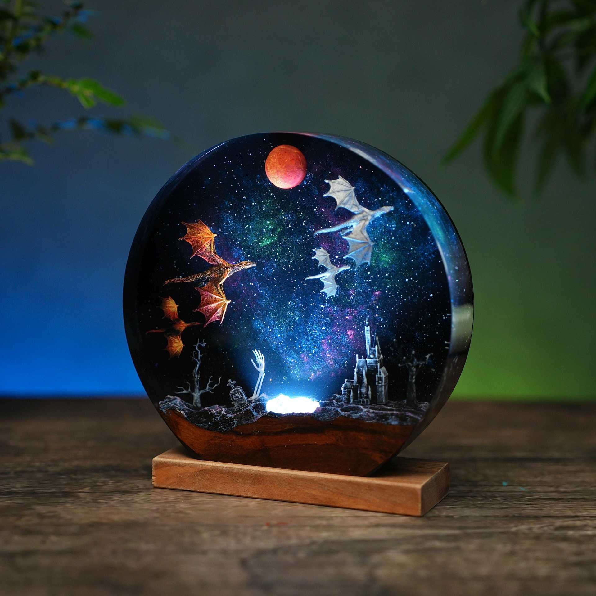 Resin Lamp Ice Dragon And Fire Dragon Personalized Epoxy photo 3