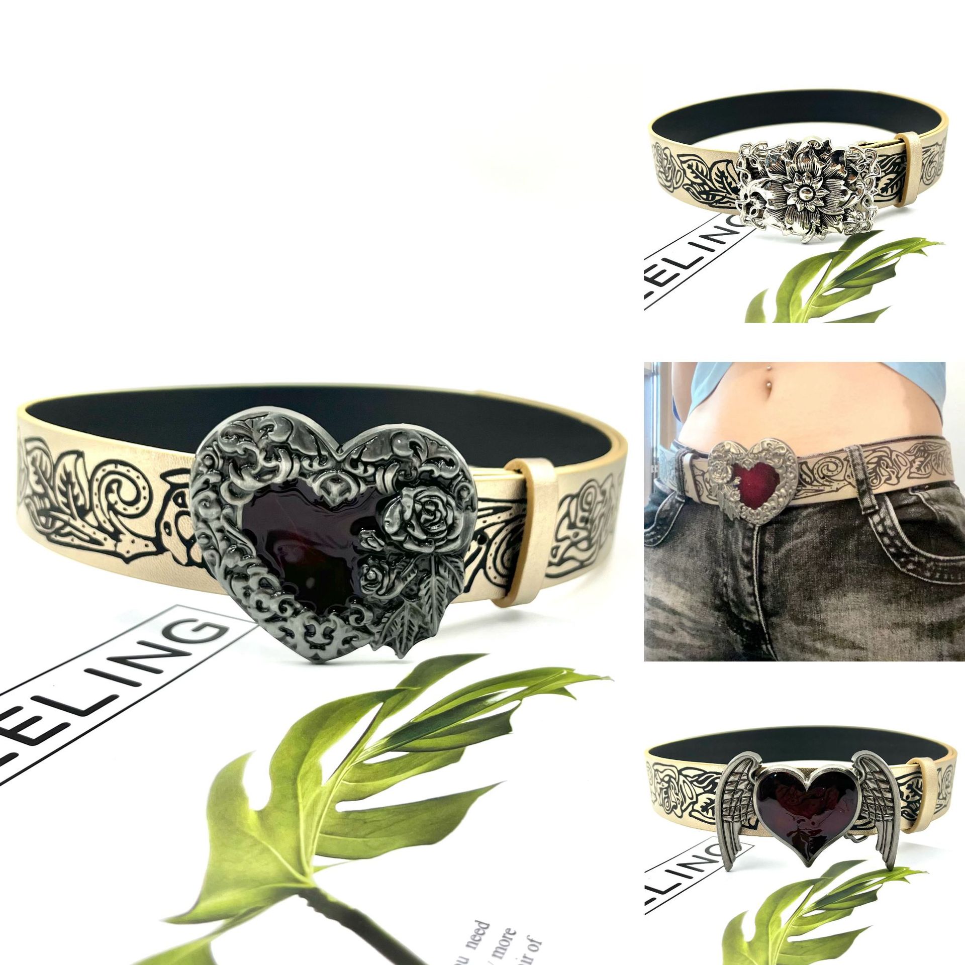 New Vintage Embossed Heart Belt For Women photo 4