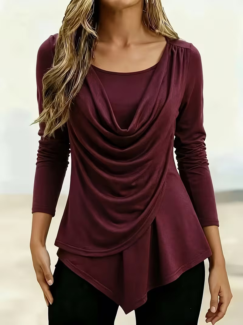 Women's Solid-Color Turtleneck Round-Neck T-Shirt photo 6