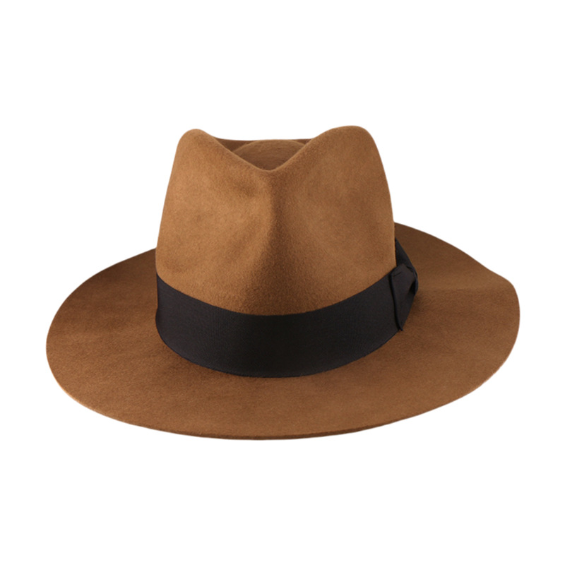 Wool Denim Hat With A Wide Brim And Bow photo 3