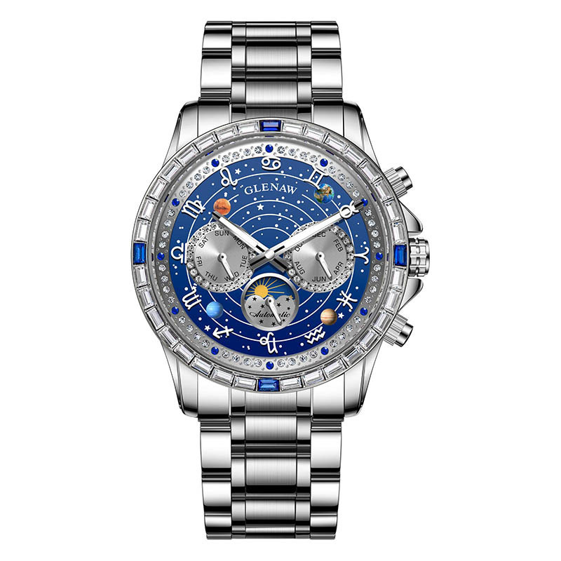 Mens Diamond-Embellished Fully Automatic Mechanical Watch photo 6