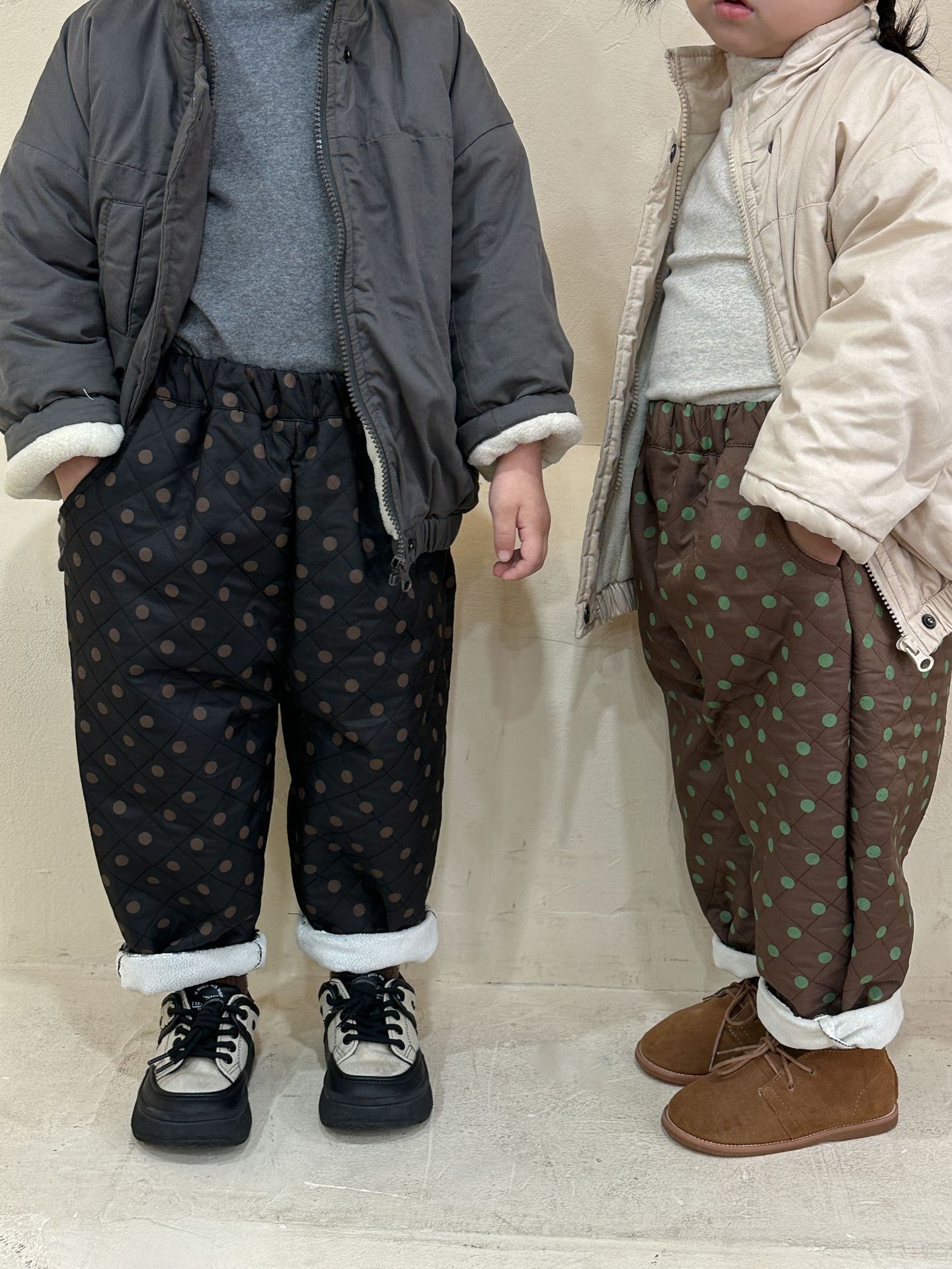 Warm Polka Dot Fleece Polyester Kids Pants photo 2