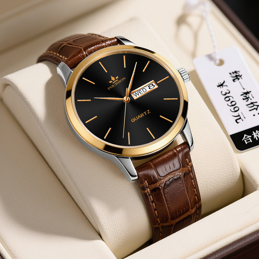 Men's Minimalist Watch With A Dual-calendar Leather Strap photo 5