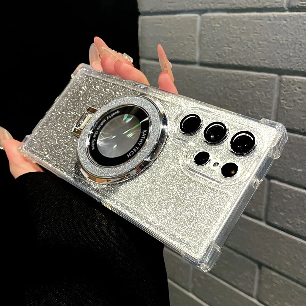 Airbag Drop-proof Magnetic Holder With Glittery Transparent Case photo 8