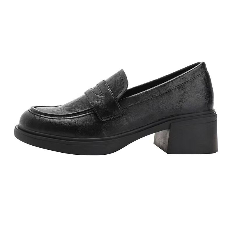 Retro Chunky-heeled Womens Slip-on Round-toe Pumps photo 7
