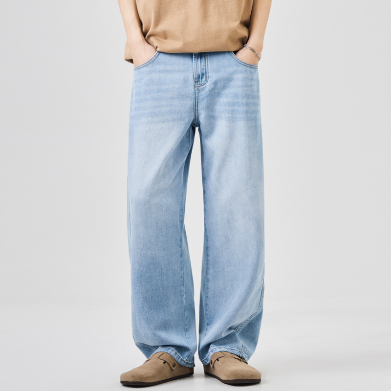 Lyocell Tencel Bootcut Jeans Mens Loose-fit Lightweight Wide-leg Trousers photo 1