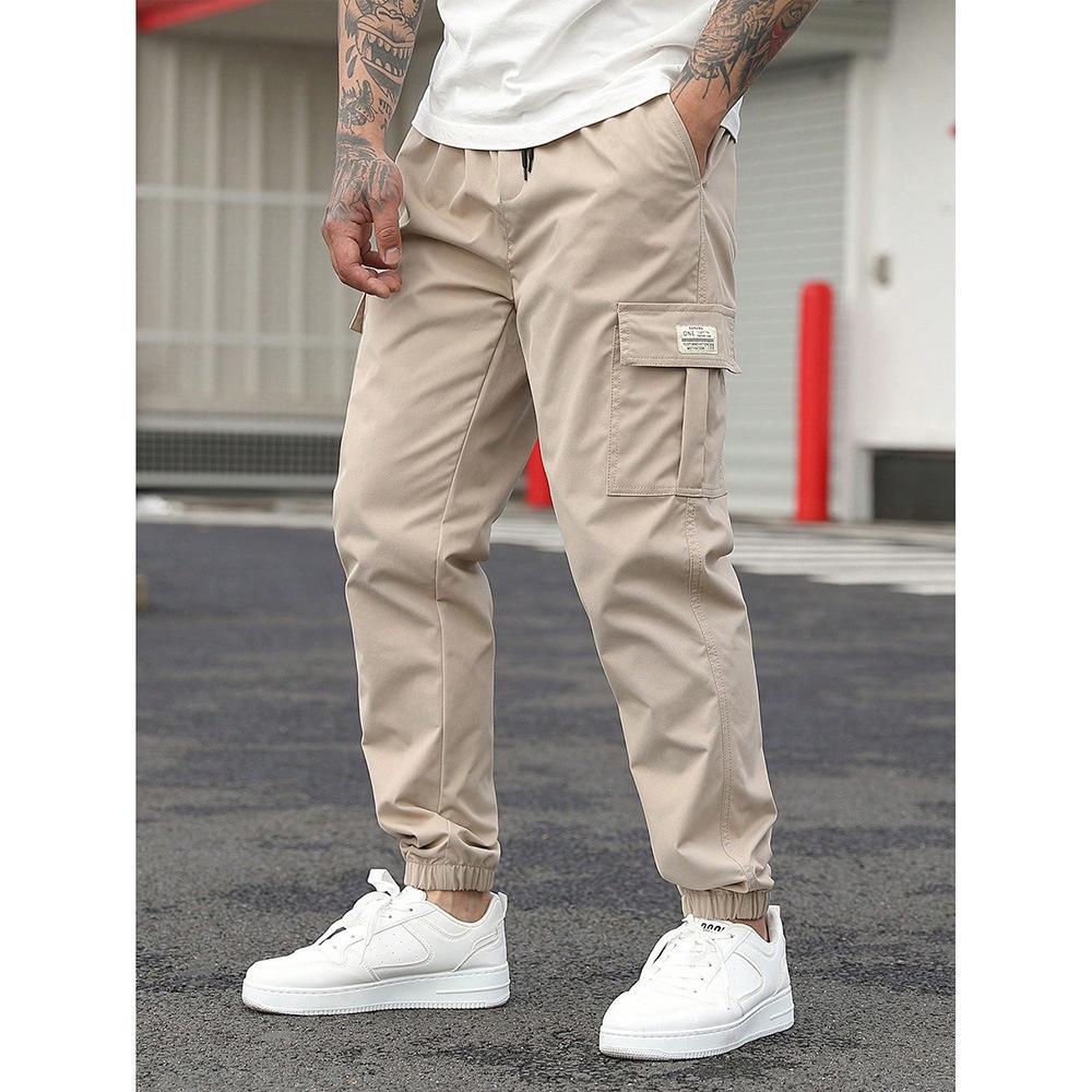 Men's Retro Drawstring Multi Pocket Workwear Casual Pants photo 4