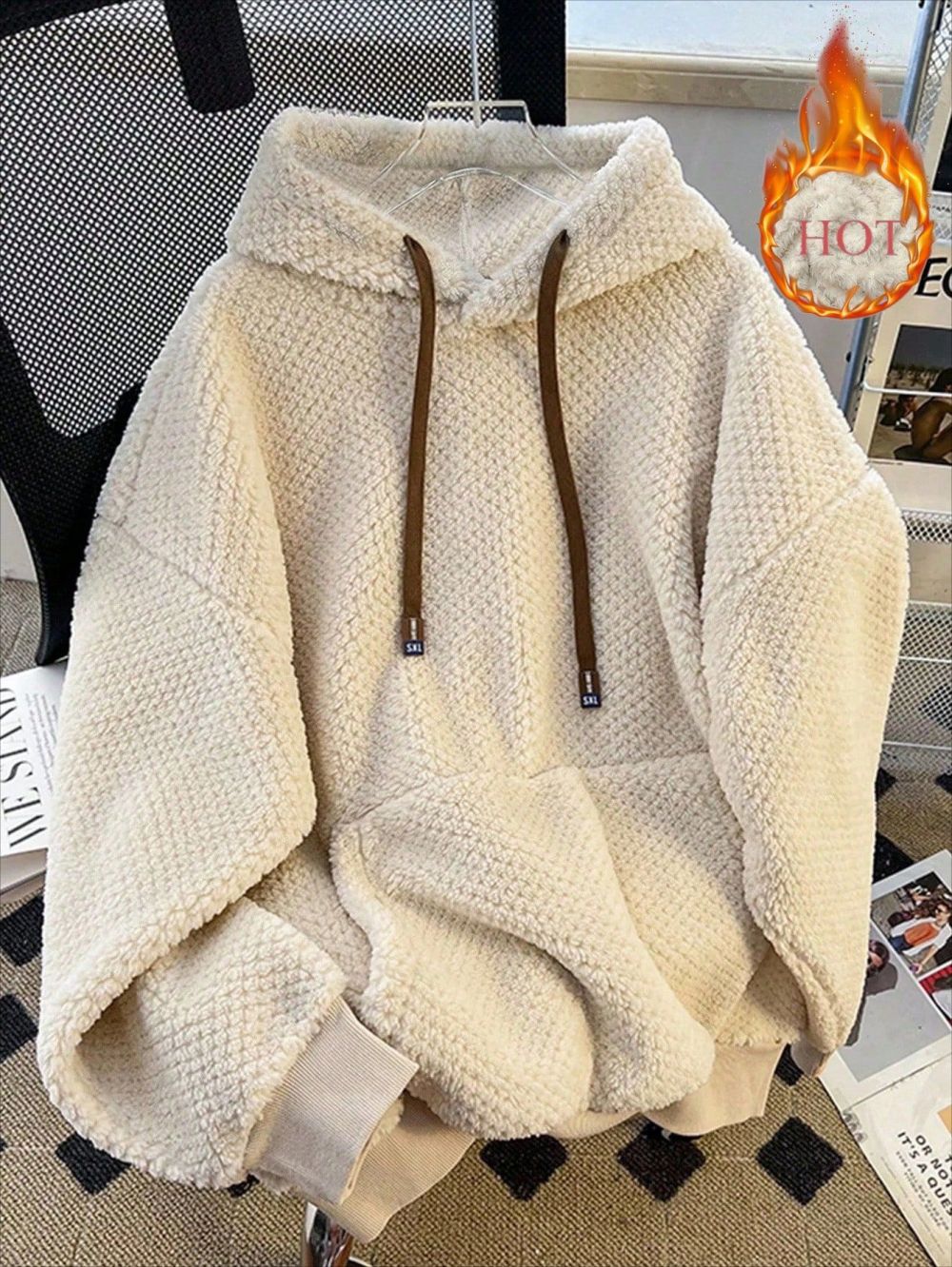 Fashionable Back-pocket Collar Korean-style Hooded Fleece Sweatshirt photo 5
