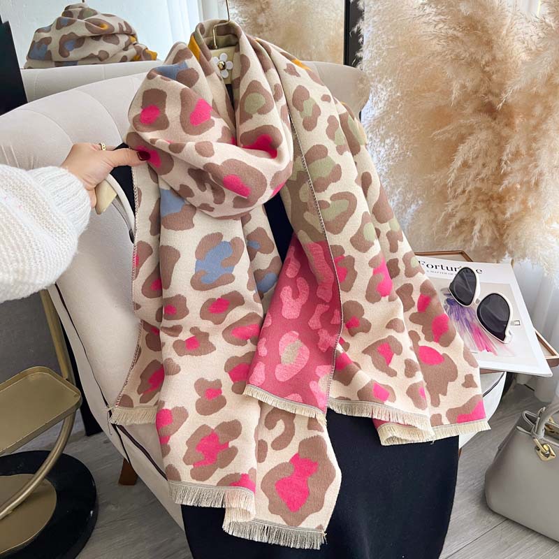 Fashionable Colorful Leopard-Print Double-Sided Scarf For Women photo 7