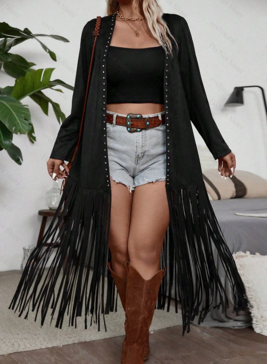 Women's Suede-Fleece Decorated Tassel Casual Jacket photo 2