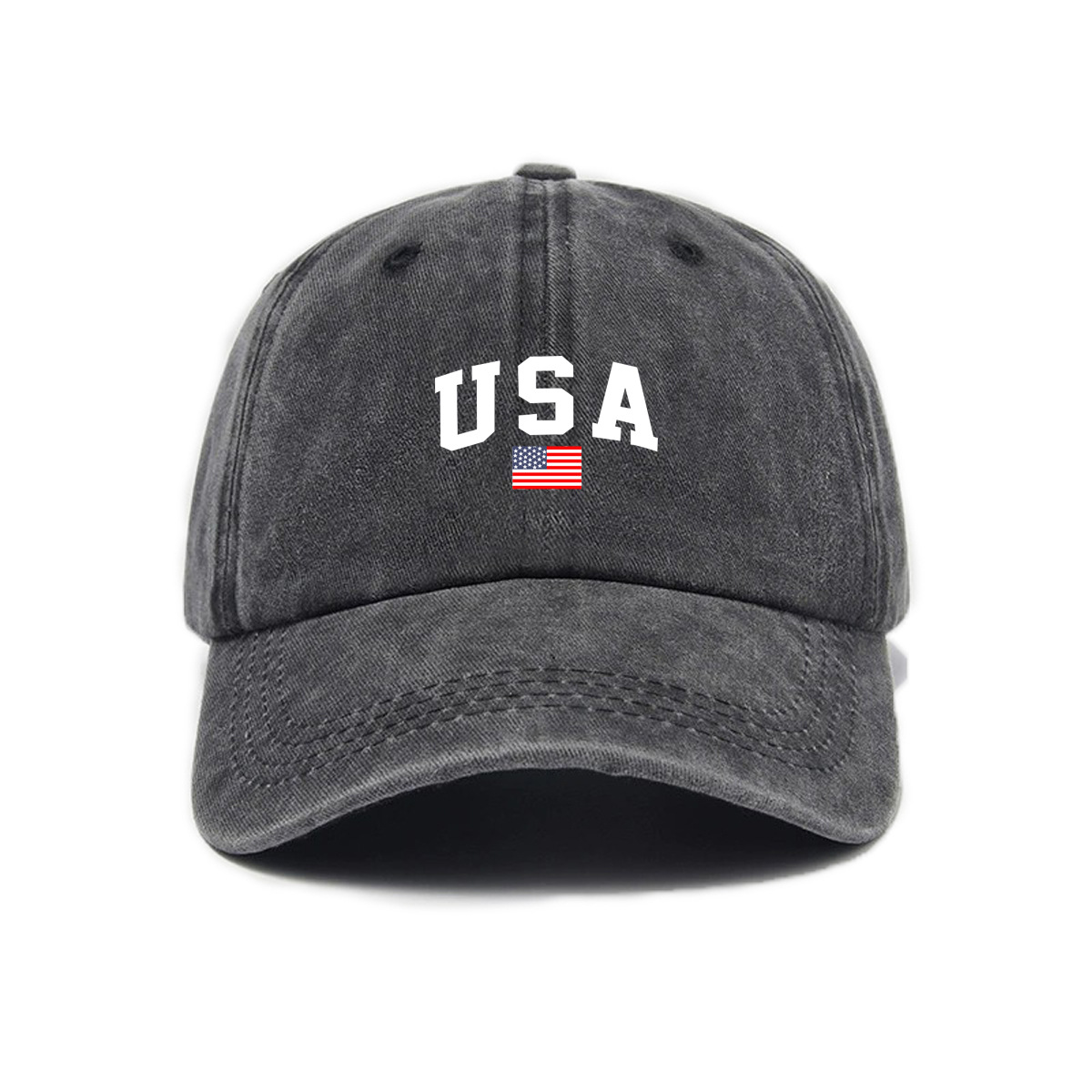 Letter-print Washed-and-distressed Soft-crown Vintage Baseball Cap photo 4