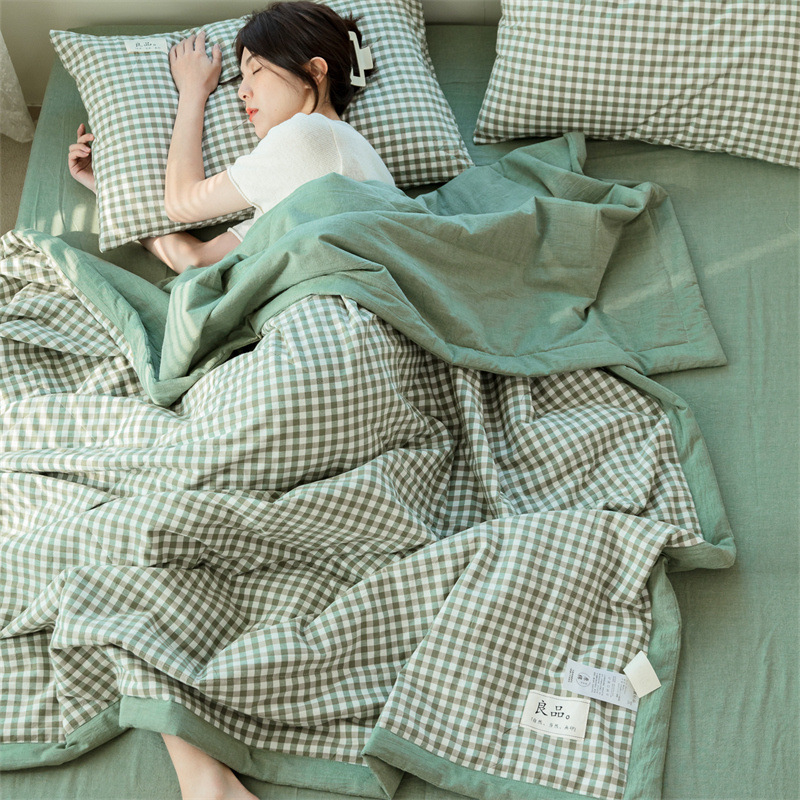 Japanese-style All-cotton Yarn-dyed Washed Cotton Summer Cooling Quilt photo 2